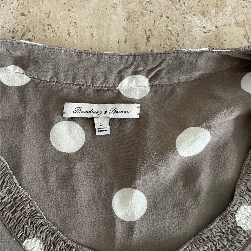 BROADWAY & BROOM Silk Polka Dot Cinched Waist Mini Dress - Picture 5 of 6